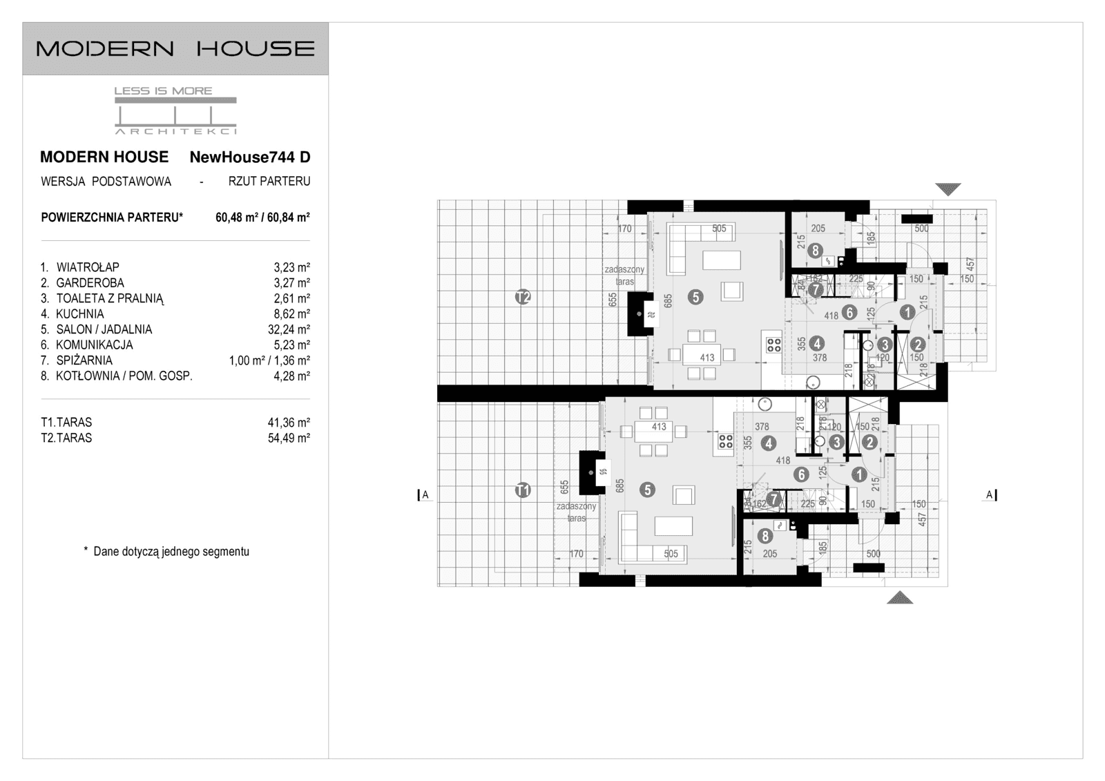 Rzut parteru projektu domu New House 744 D