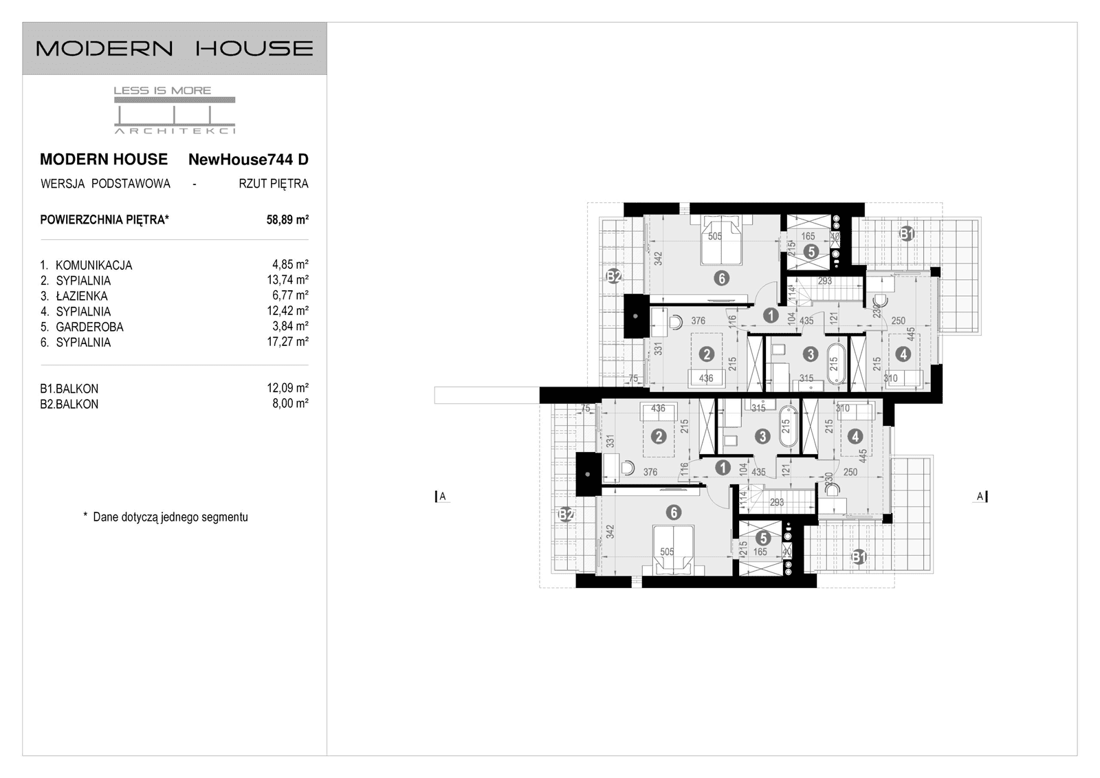 Rzut piętra projektu domu New House 744 D