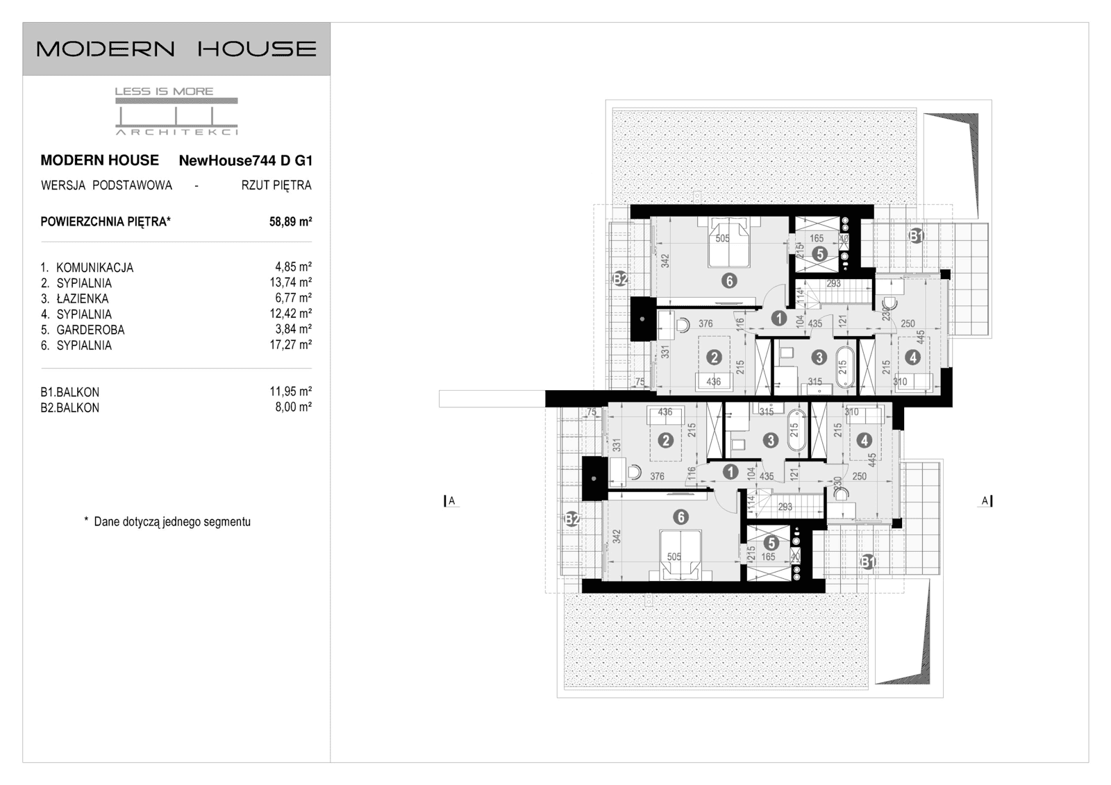 Rzut piętra projektu domu New House 744 D G1