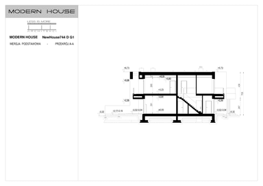 Przekrój projektu domu New House 744 D G1