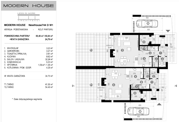 Rzut parteru projektu domu New House 744 D w1