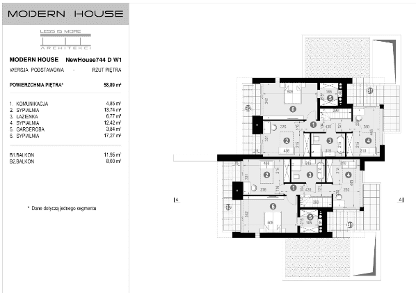 Rzut piętra projektu domu New House 744 D w1