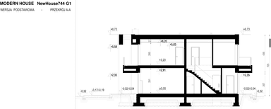 Przekrój projektu domu New House 744 G1