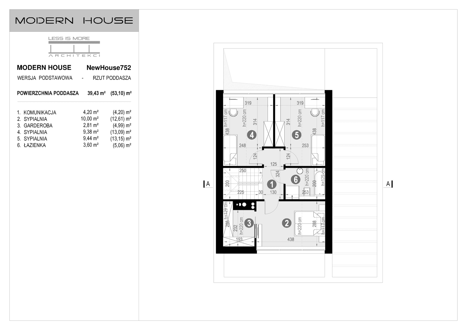 Rzut piętra projektu domu New House 752