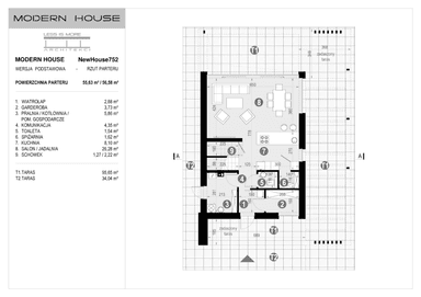 Rzut parteru projektu domu New House 752
