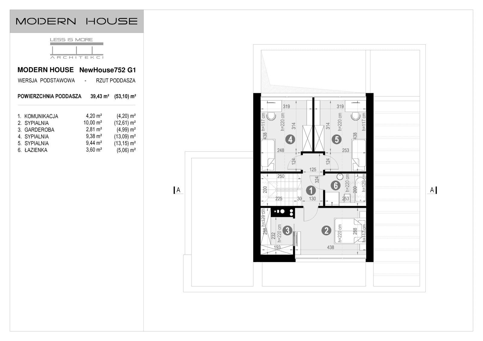 Rzut piętra projektu domu New House 752 G1