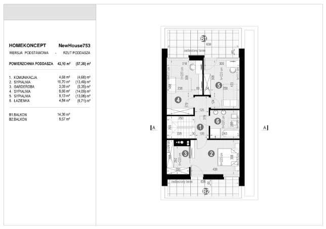 Rzut piętra projektu domu New House 753
