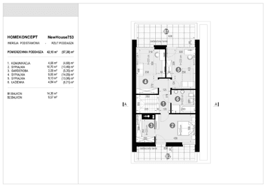 Rzut piętra projektu domu New House 753