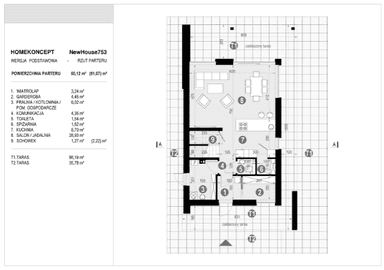 Rzut parteru projektu domu New House 753