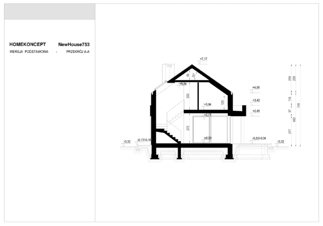 Przekrój projektu domu New House 753
