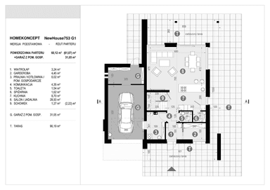 Rzut parteru projektu domu New House 753 G1