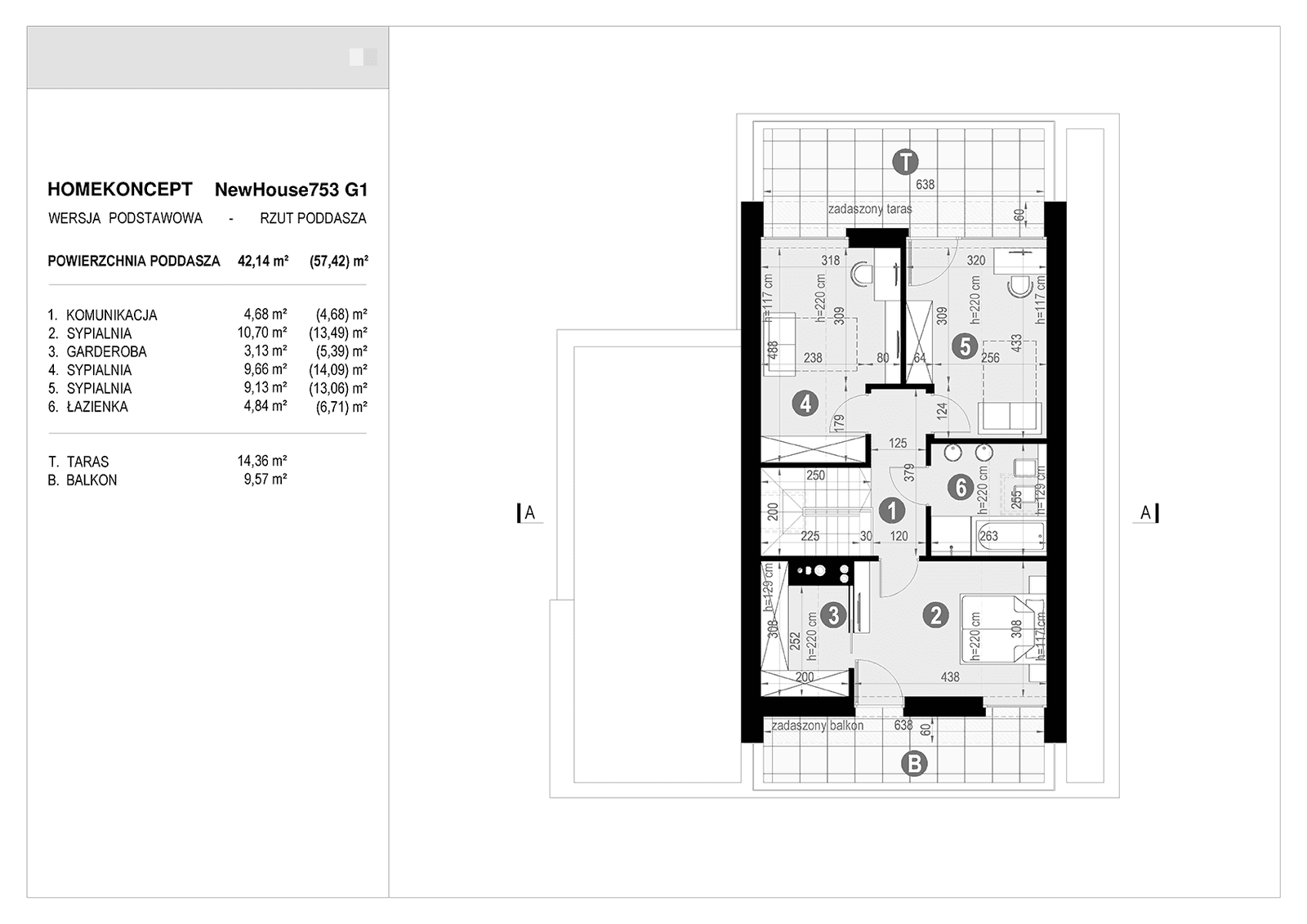 Rzut piętra projektu domu New House 753 G1