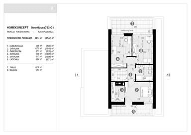 Rzut piętra projektu domu New House 753 G1