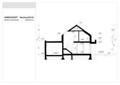 Przekrój projektu domu New House 753 G1