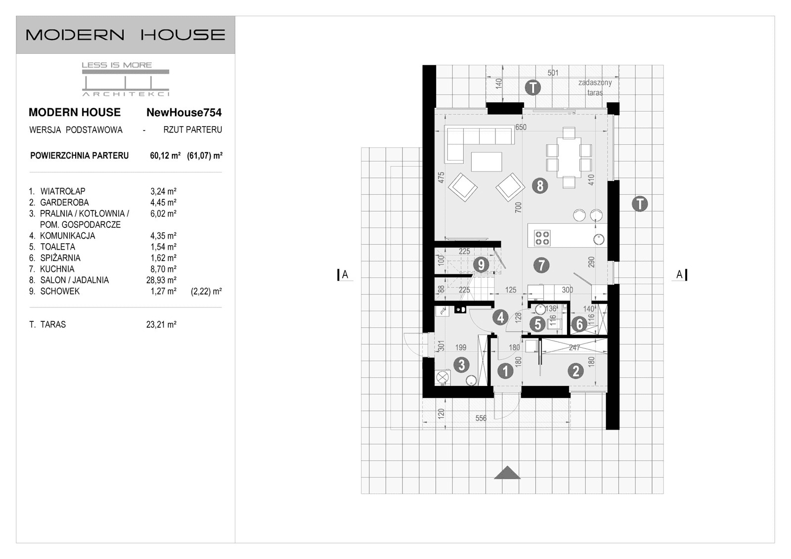 Rzut parteru projektu domu New House 754