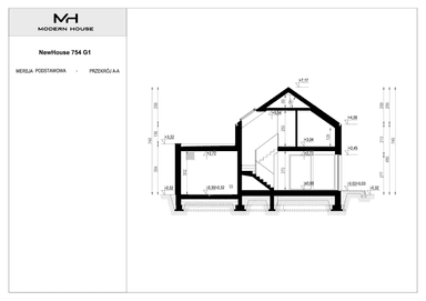 Przekrój projektu domu New House 754 G1