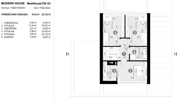 Rzut piętra projektu domu New House 756 G1