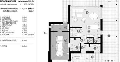Rzut parteru projektu domu New House 756 G1
