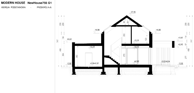 Przekrój projektu domu New House 756 G1