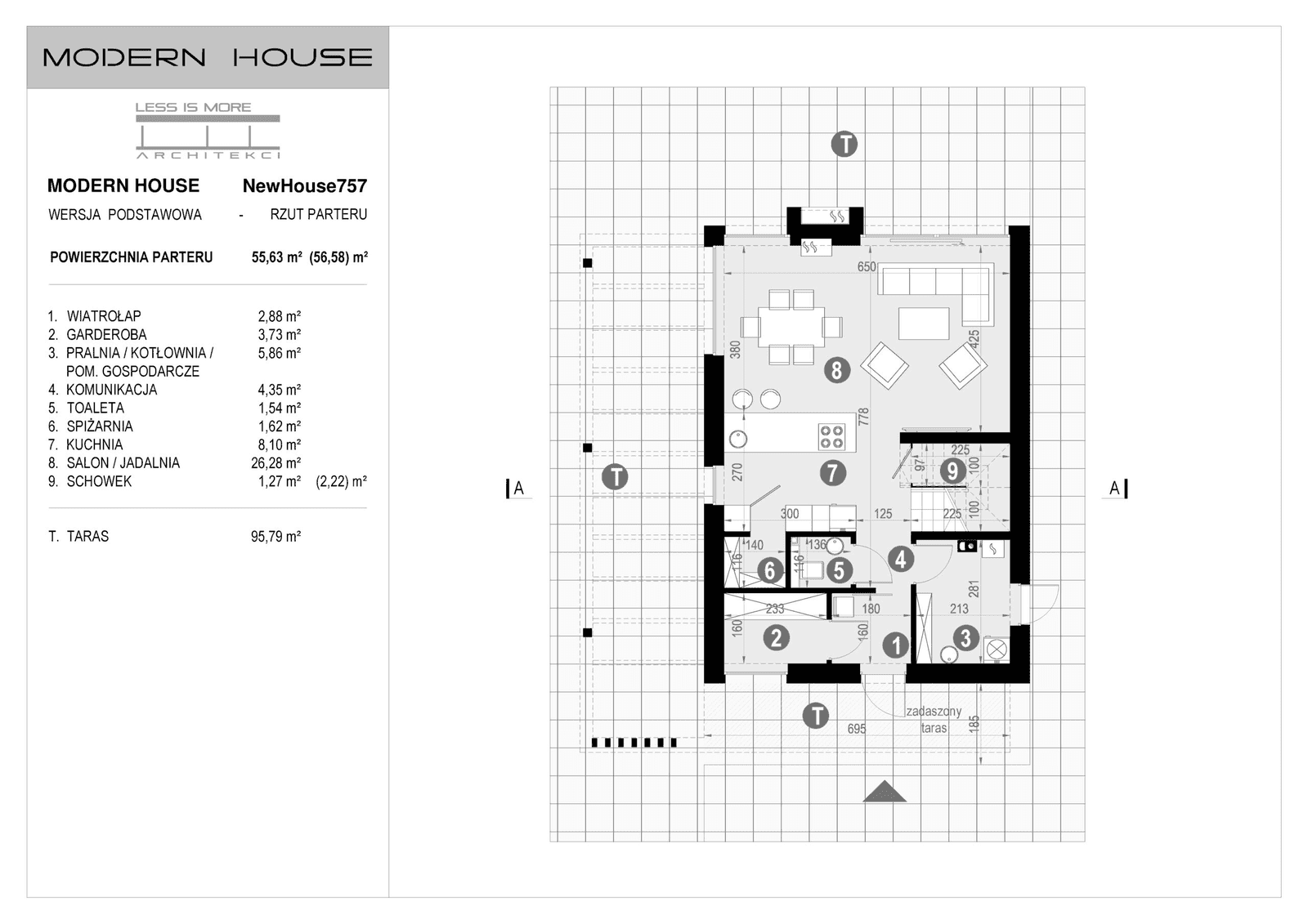 Rzut parteru projektu domu New House 757