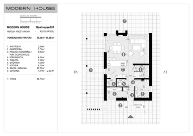 Rzut parteru projektu domu New House 757