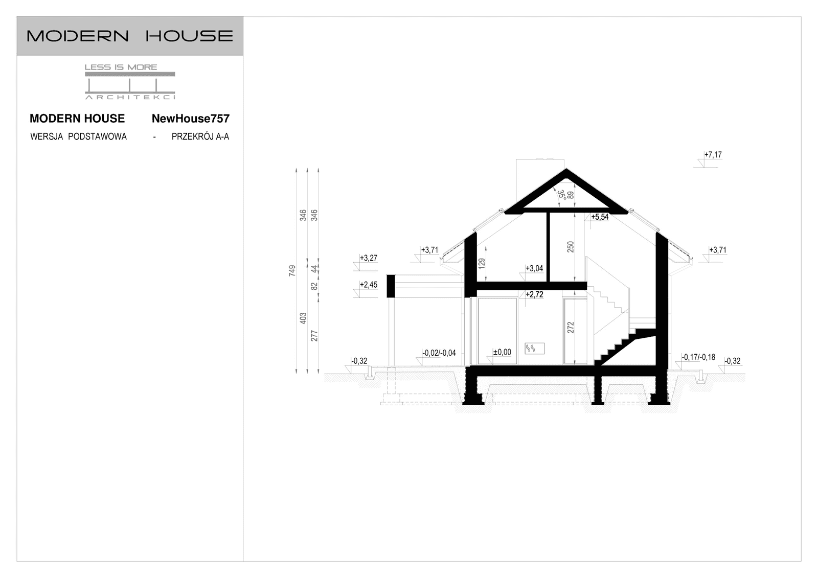 Przekrój projektu domu New House 757