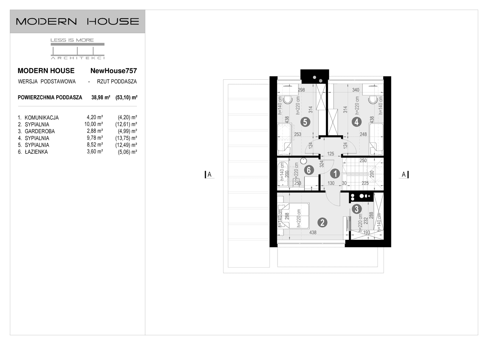 Rzut piętra projektu domu New House 757