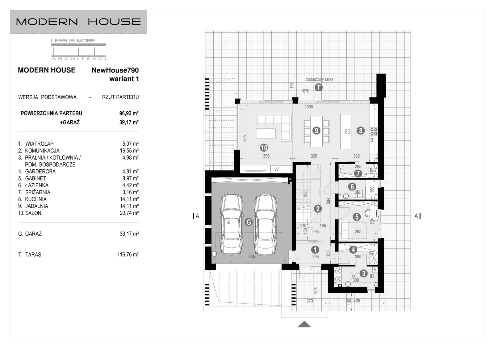 Rzut parteru projektu domu New House 790 w1