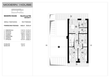 Rzut piętra projektu domu New House 790 w1