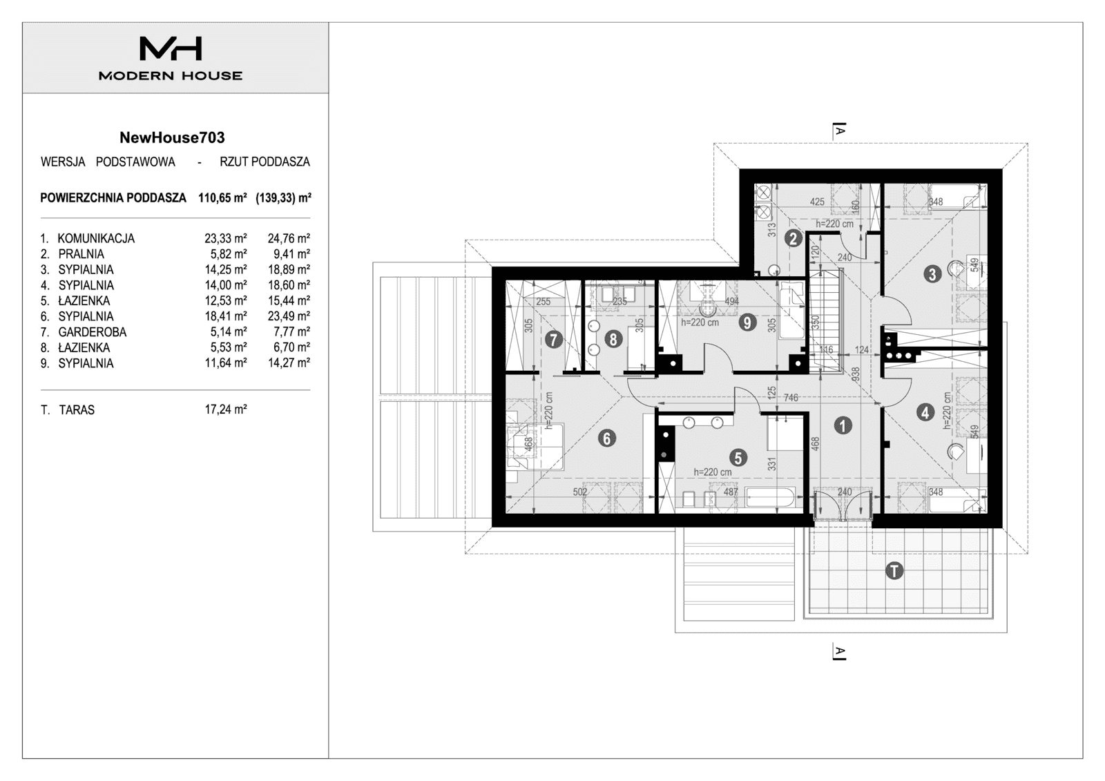 Rzut piętra projektu domu New House 703