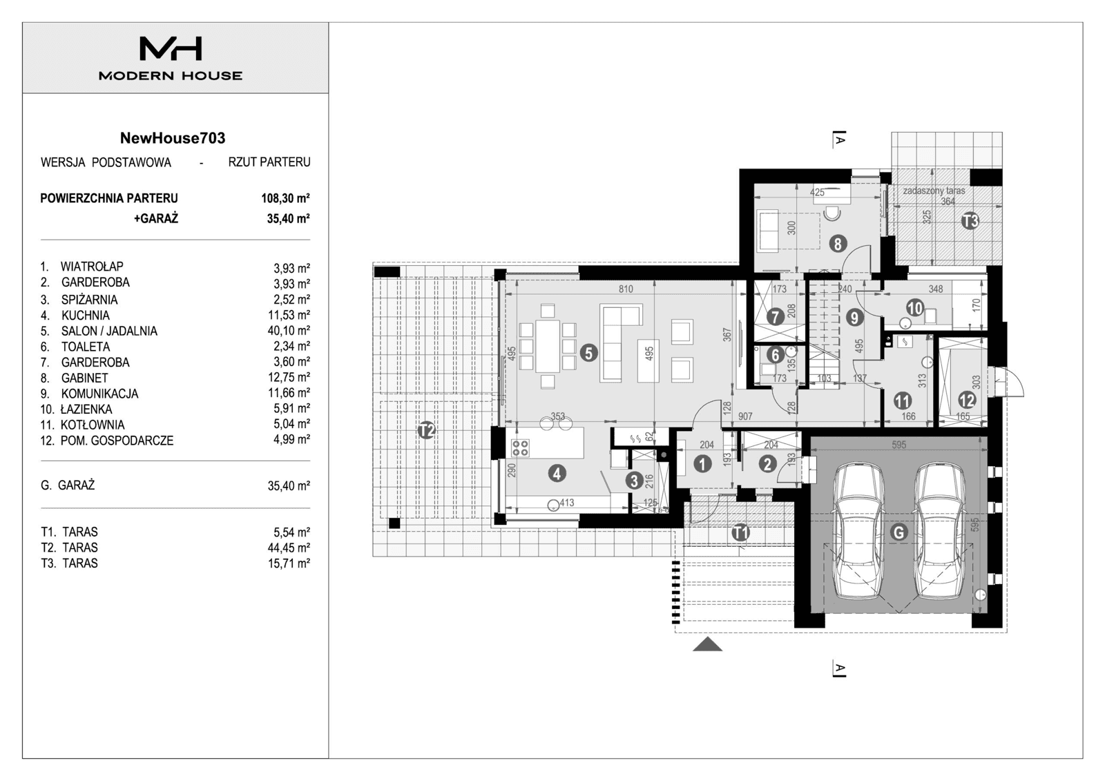 Rzut parteru projektu domu New House 703