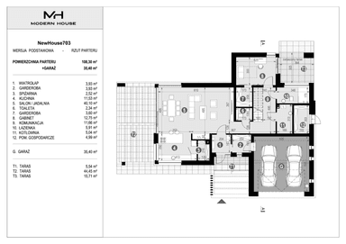 Rzut parteru projektu domu New House 703