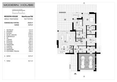 Rzut parteru projektu domu New House 708