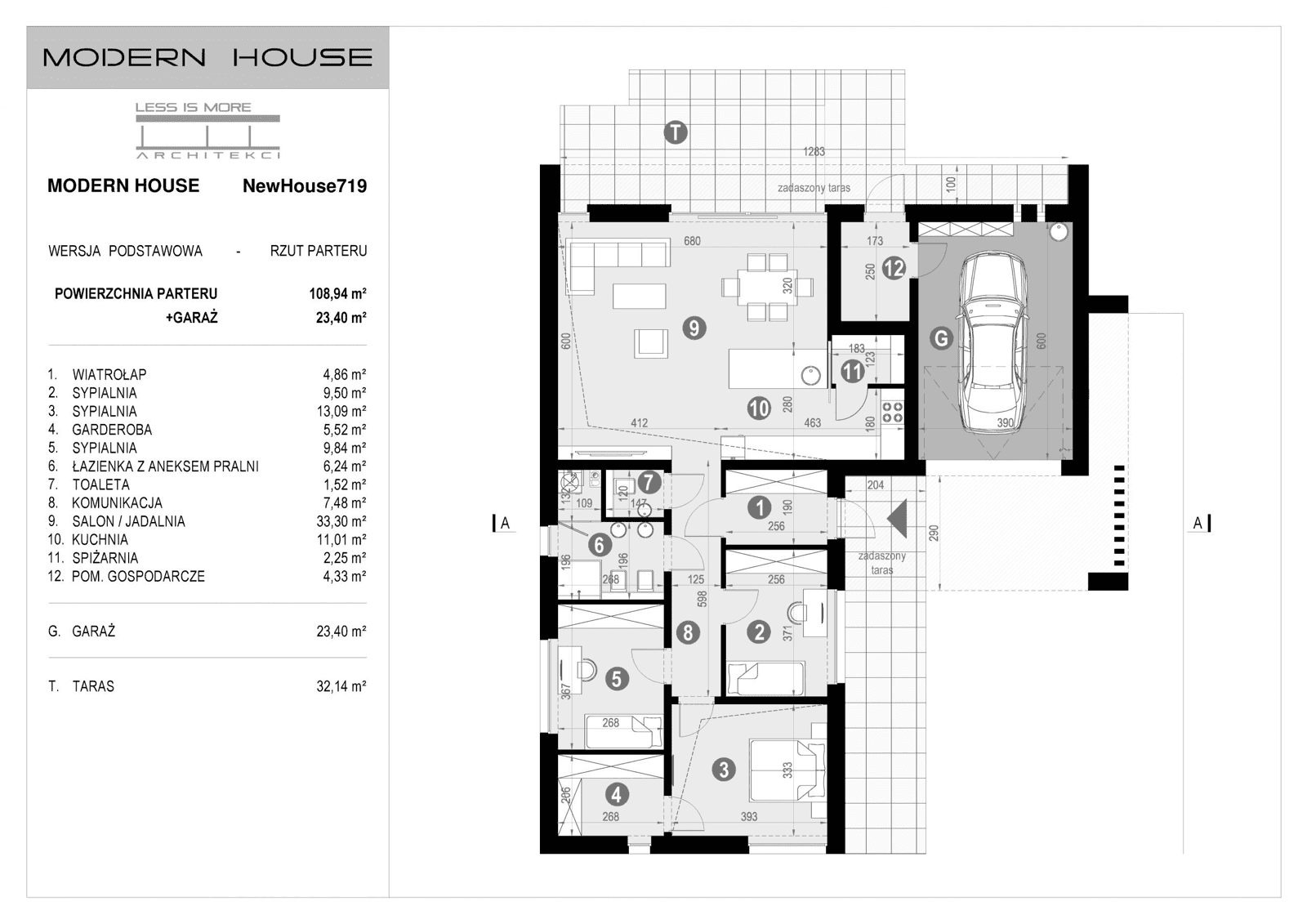 Rzut parteru projektu domu New House 719