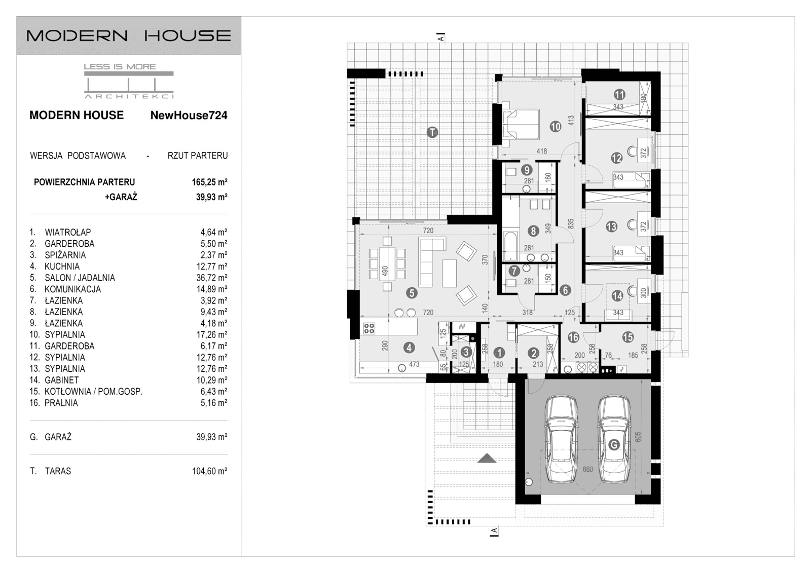 Rzut parteru projektu domu New House 724
