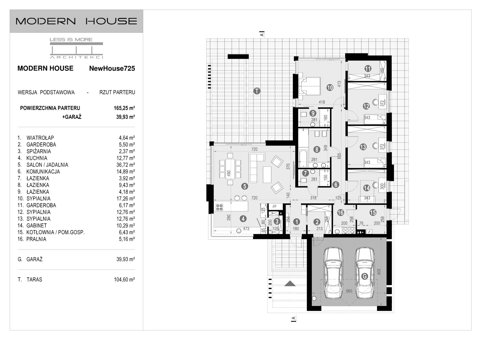 Rzut parteru projektu domu New House 725