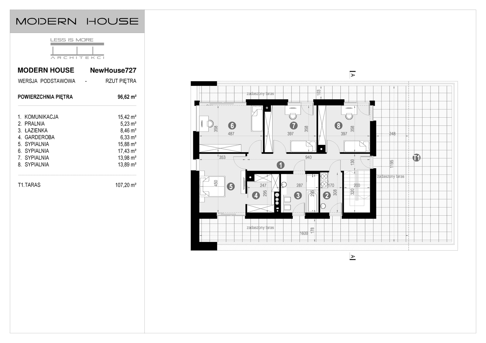Rzut piętra projektu domu New House 727