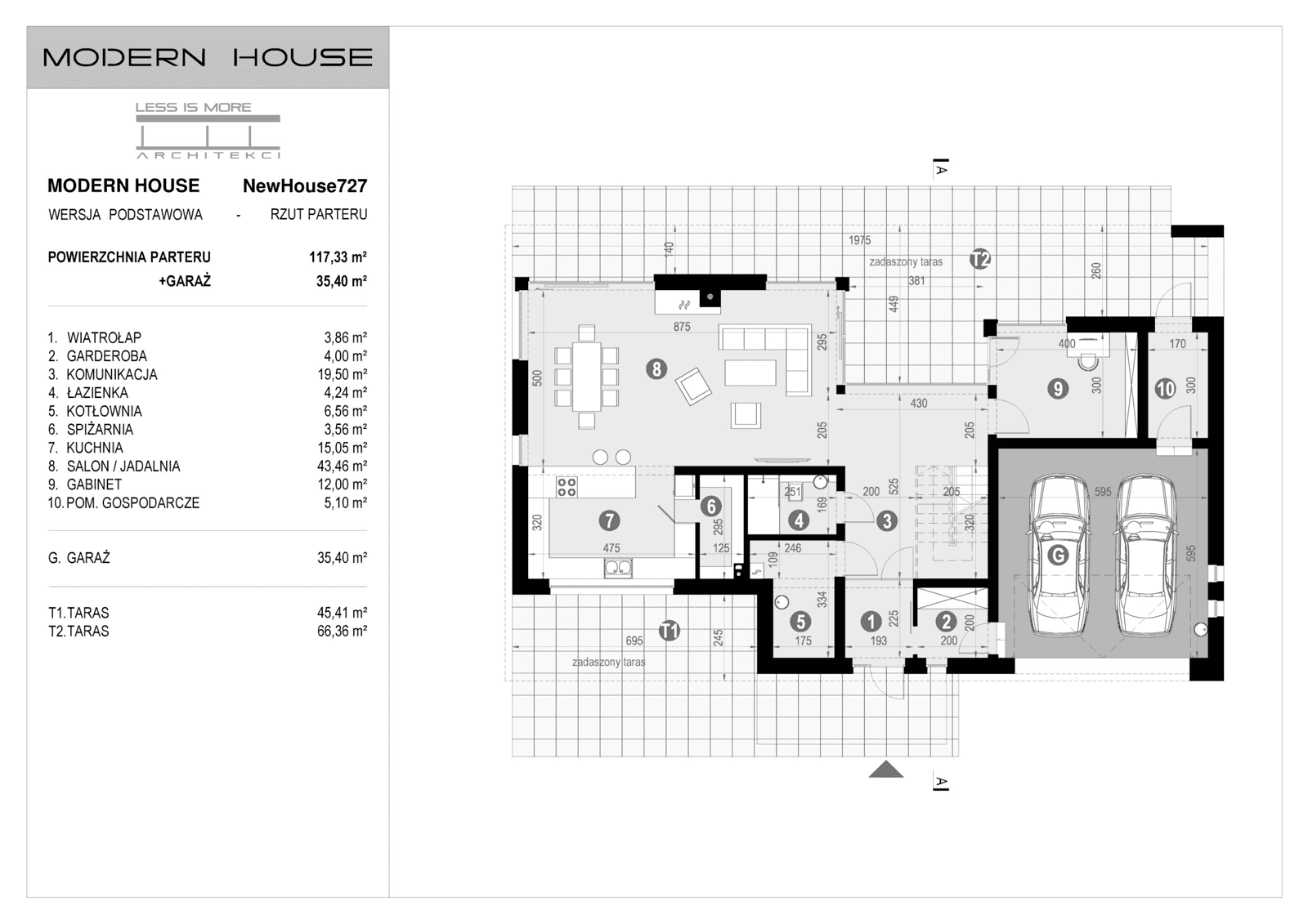Rzut parteru projektu domu New House 727