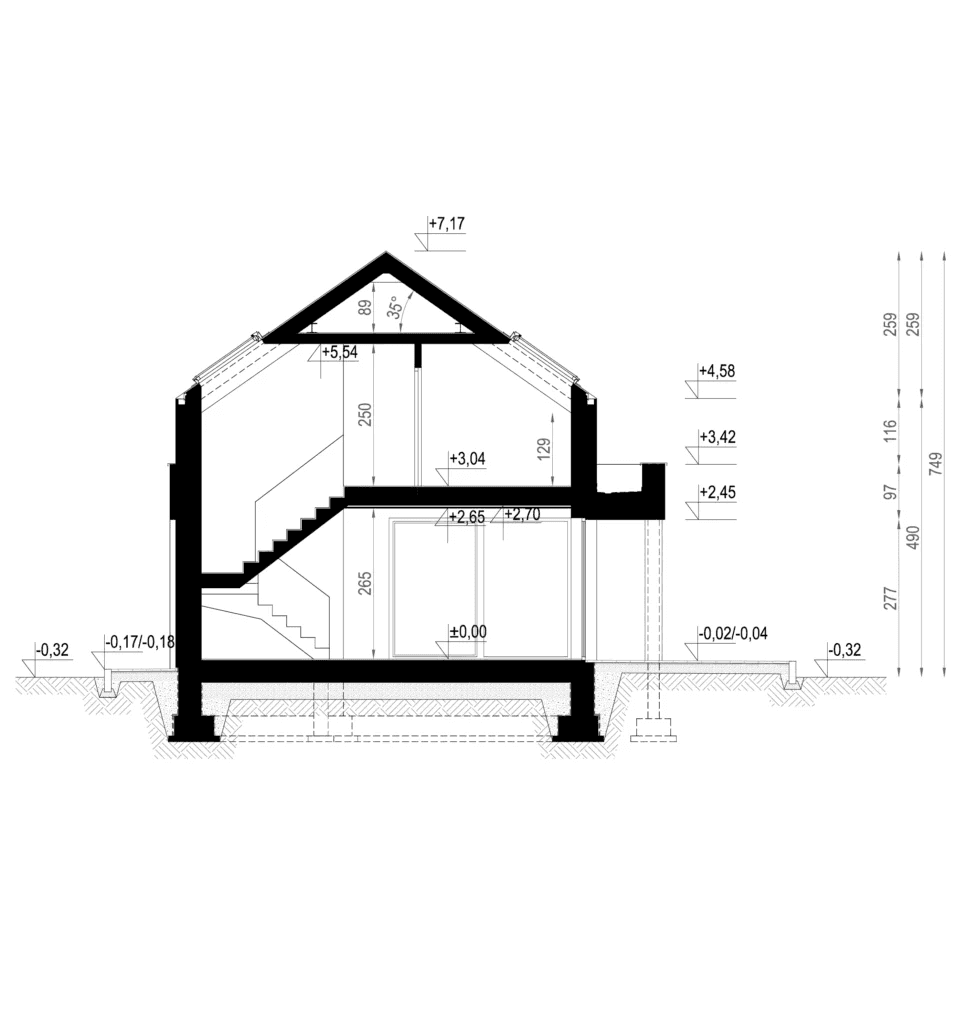 Przekrój domu New House 755