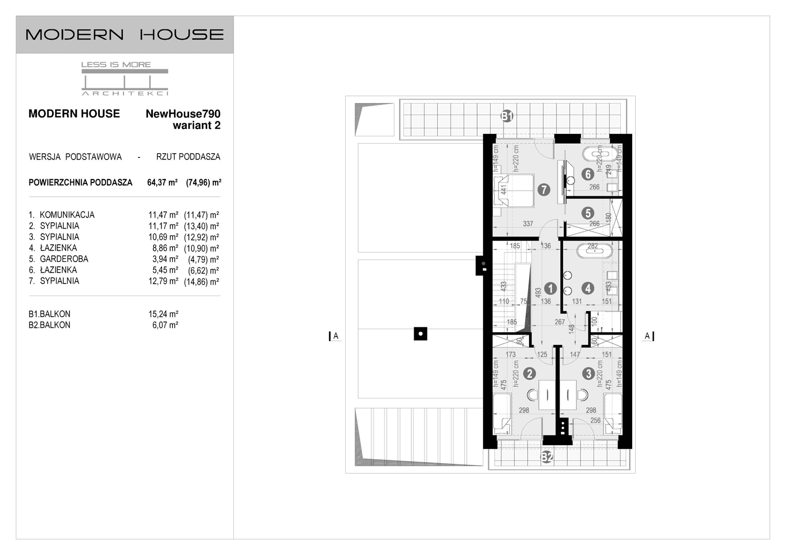 Rzut piętra projektu domu New House 790 w2