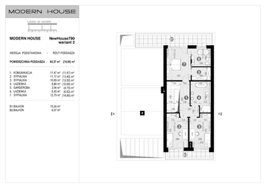 Rzut piętra projektu domu New House 790 w2