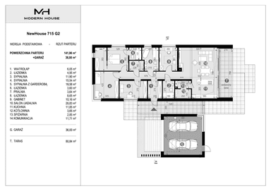 Rzut parteru projekt domu NewHouse 715 G2