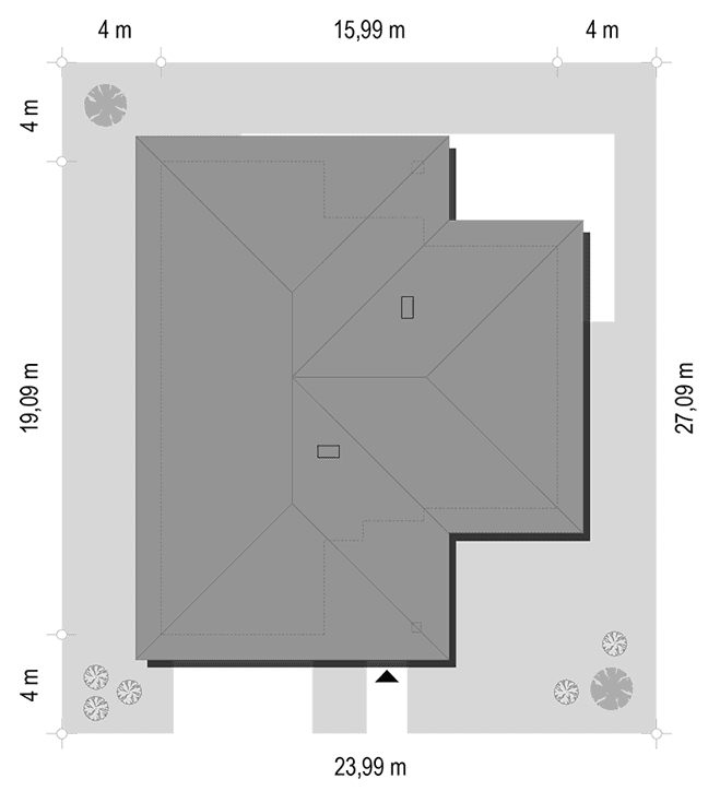 Usytuowanie na działce Doskonały wariant E