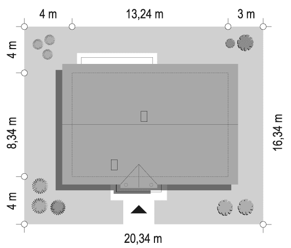Rzut dachu w projekcie Słoneczny wariant E