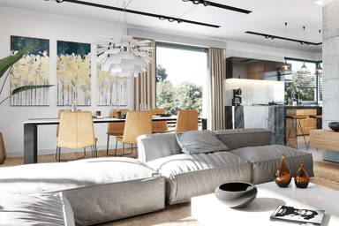 Wizualizacja domu salon Hiacynt wariant B