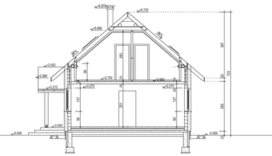Przekrój w projekcie domu Domek Lipowy