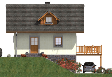 Elewacja frontowa w projekcie domu L-87