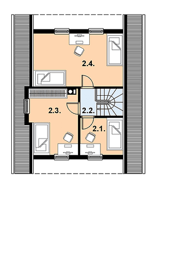 Rzut poddasza w projekcie domu L-87