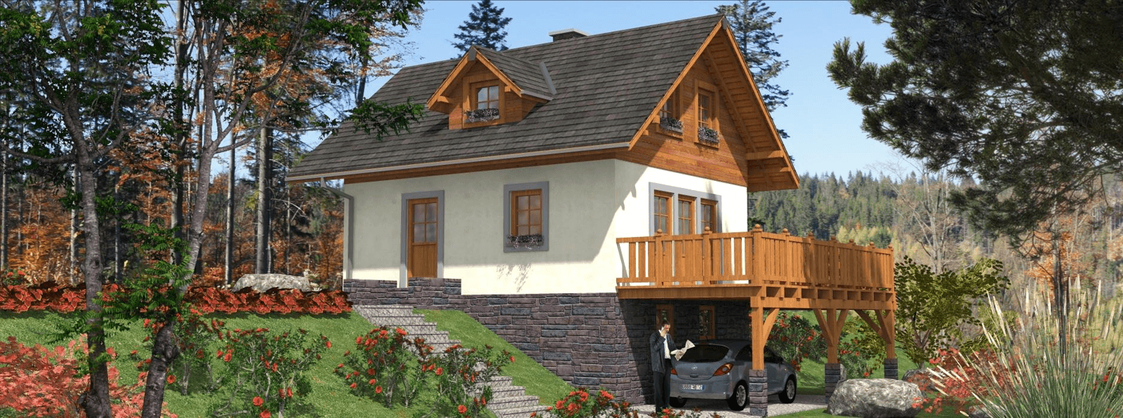 Wizualizacja projektu L-87 Dom Modrzewiowa