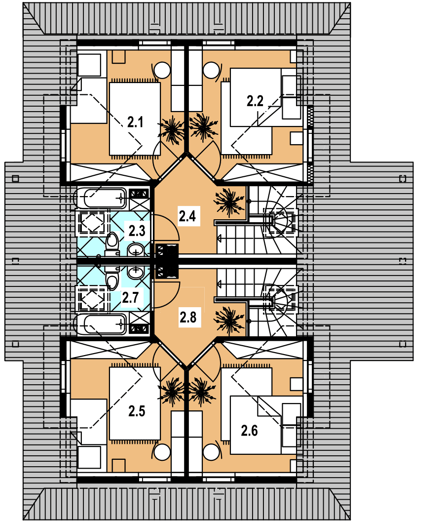 Rzut poddasza w projekcie domu ABL 136 DOM RUBINOWA